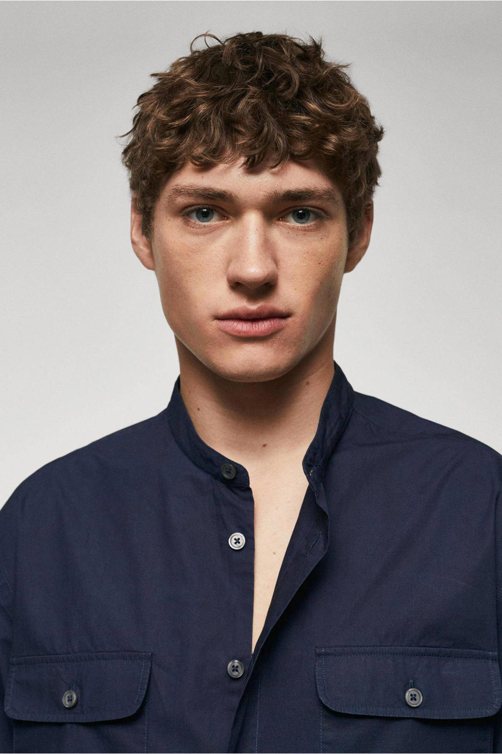 Mango Man regular fit overhemd donkerblauw wehkamp