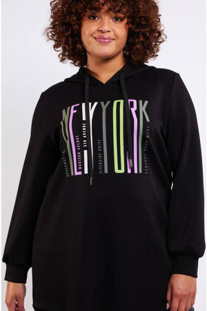 hoodie Rosali met tekst zwart