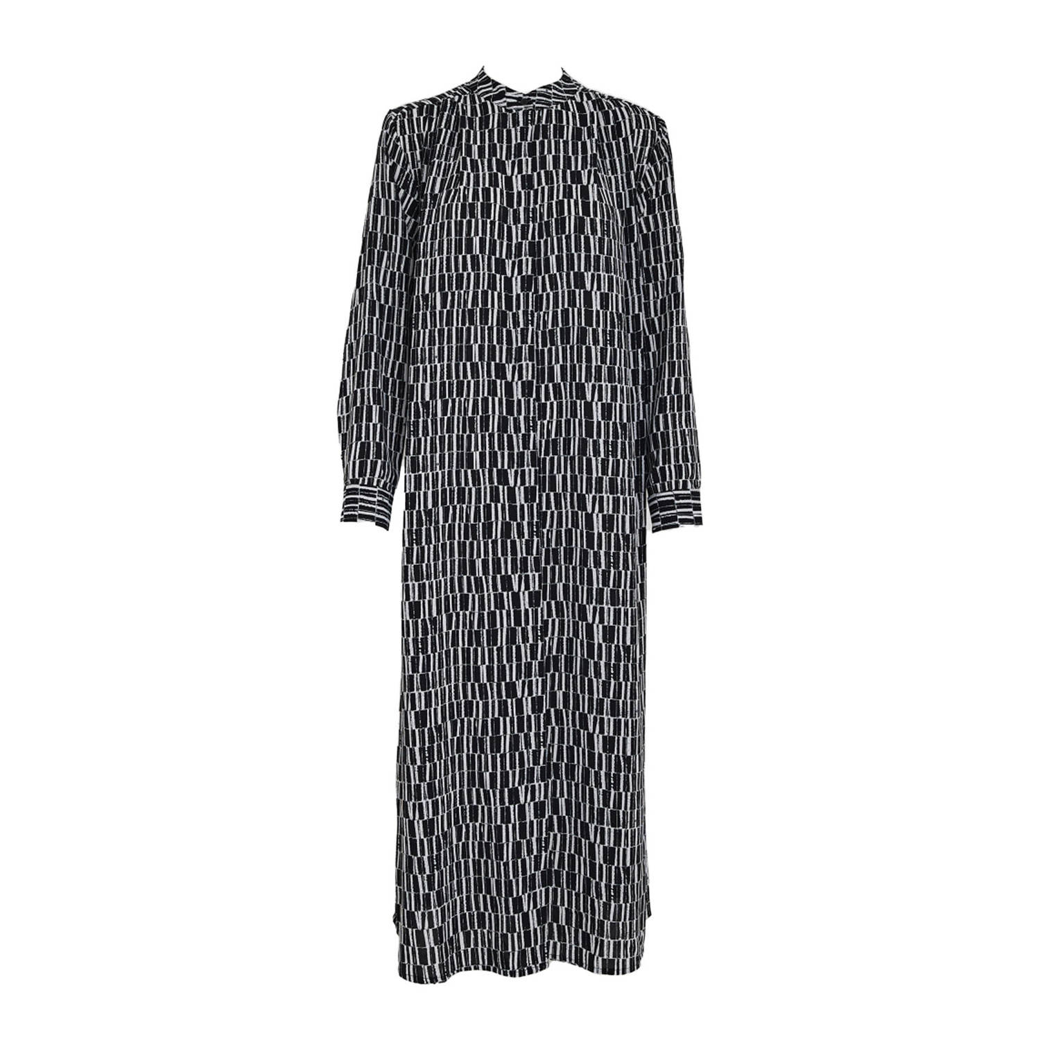 Peppercorn blousejurk Philippa Maxi Dress met all over print zwart grijs