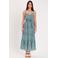 Cache Cache maxi jurk met all over print en volant donkerblauw/ turquoise