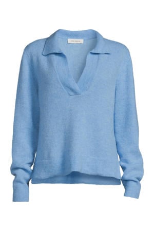 gemêleerde fijngebreide sweater met wol blauw