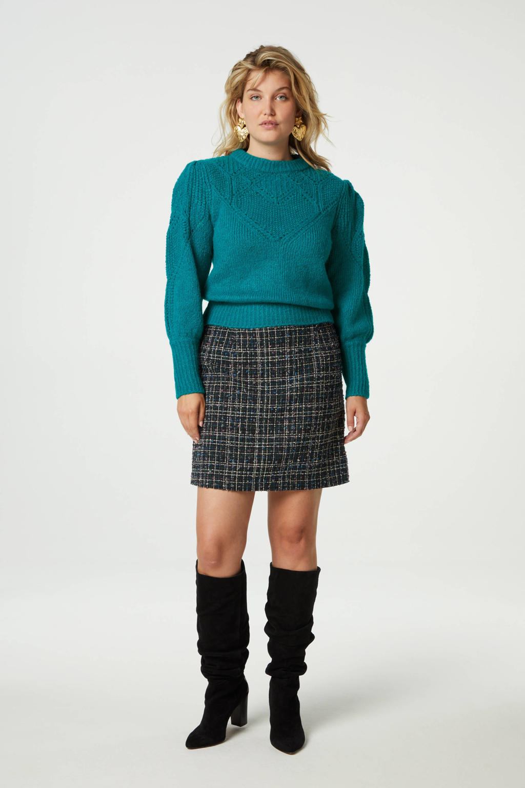 Fabienne Chapot gebreide trui Cathy met wol groen | wehkamp