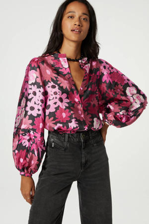 gebloemde blouse Hollie Cato van gerecycled polyester roze