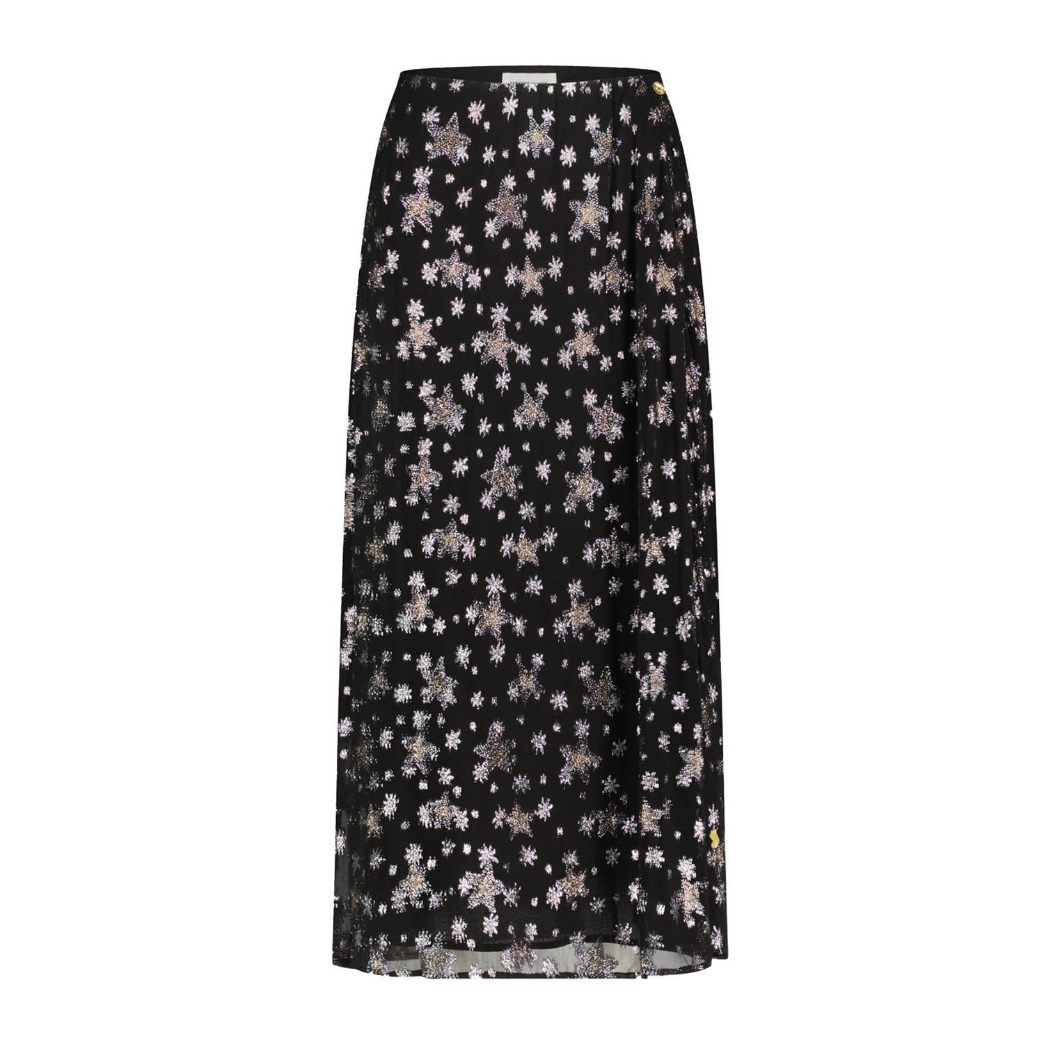 Fabienne Chapot midi rok Lydia met sterren en glitters zwart zilver