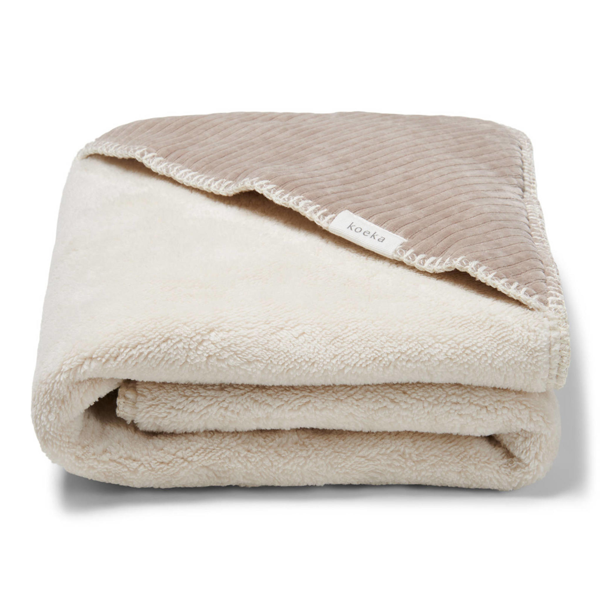 Koeka Vik gevoerde omslagdoek met teddy 100x100 cm taupe - Afbeelding 3