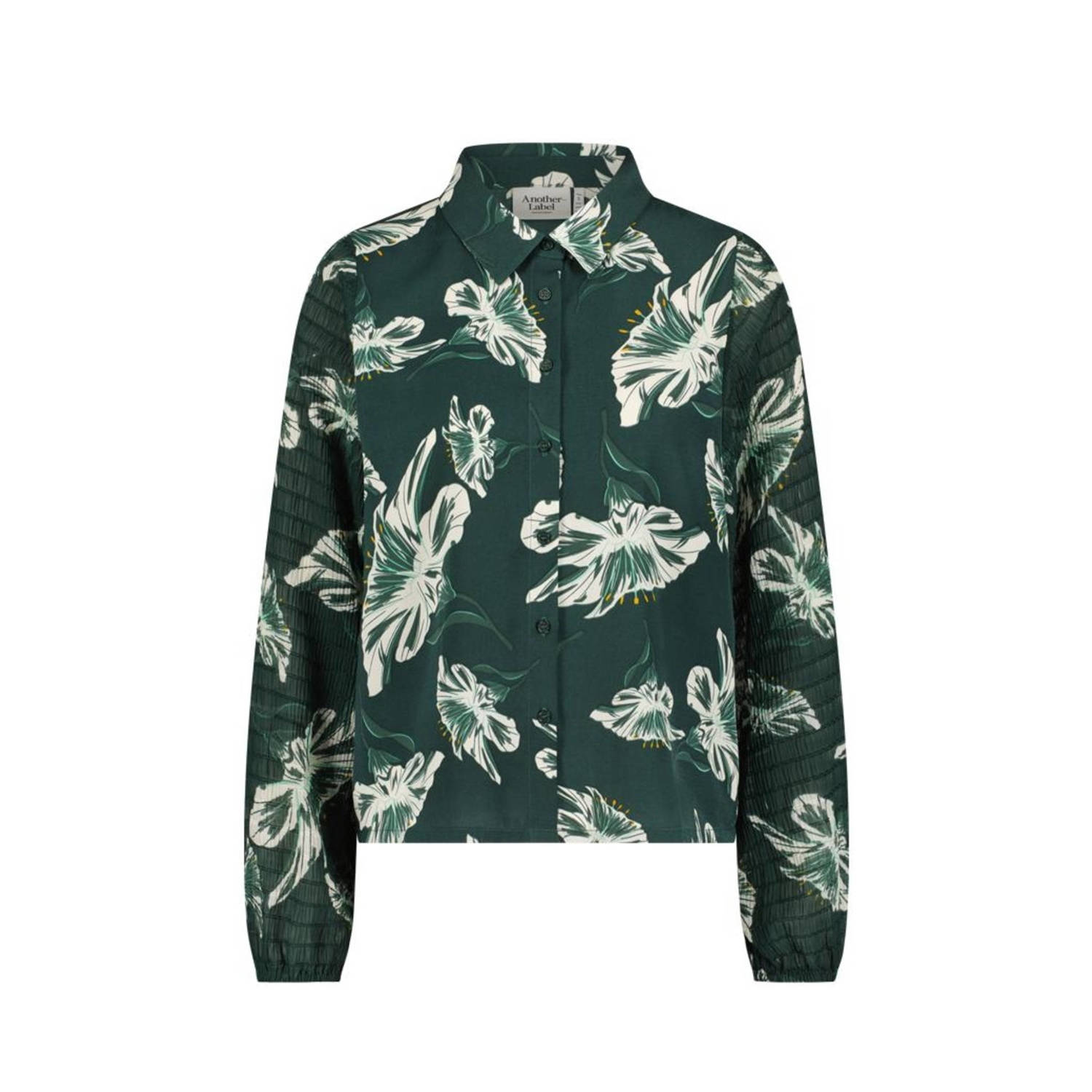 Another-Label blouse met all over print donkergroen