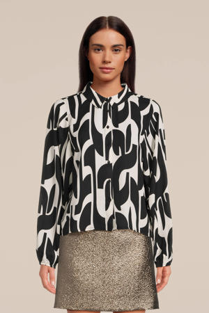 blouse Macy graphic shirt l/s met grafische print zwart