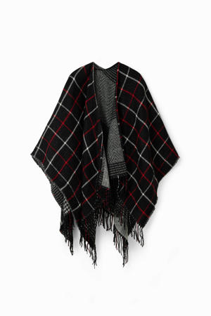 geruite poncho zwart