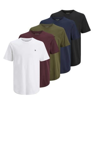 regular T-shirt donkerblauw - (set van 5)