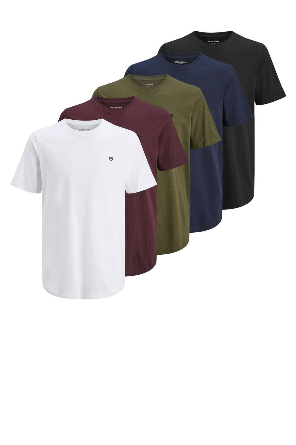 JACK & JONES PREMIUM regular T-shirt donkerblauw - (set van 5)
