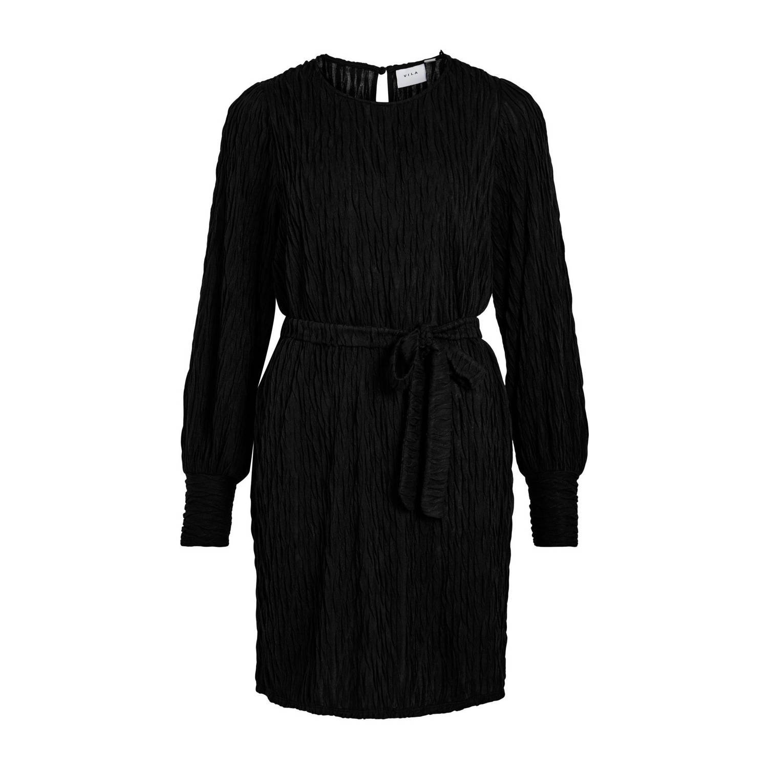 VILA jurk VIPLISSO van gerecycled polyester zwart