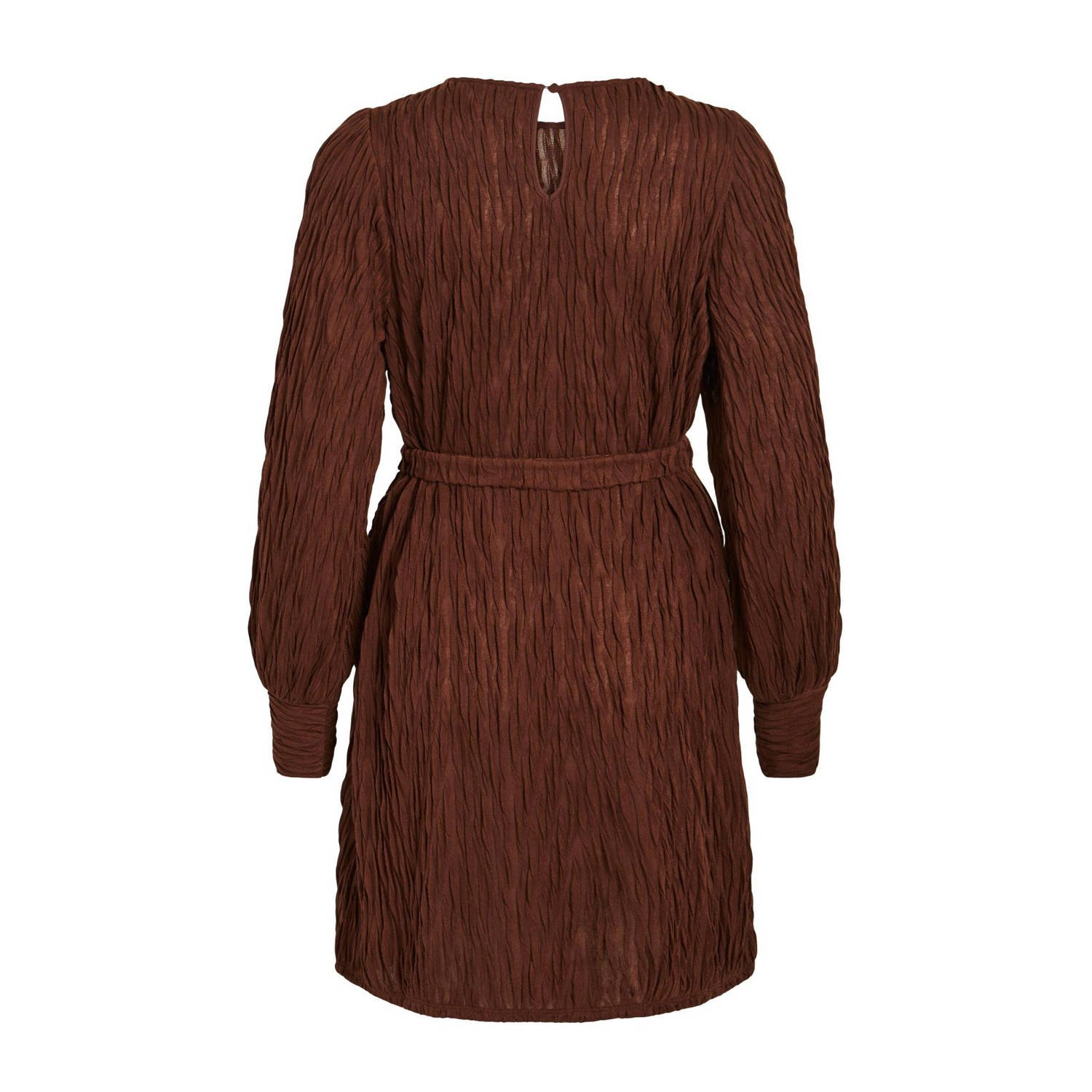VILA jurk VIPLISSO van gerecycled polyester bruin