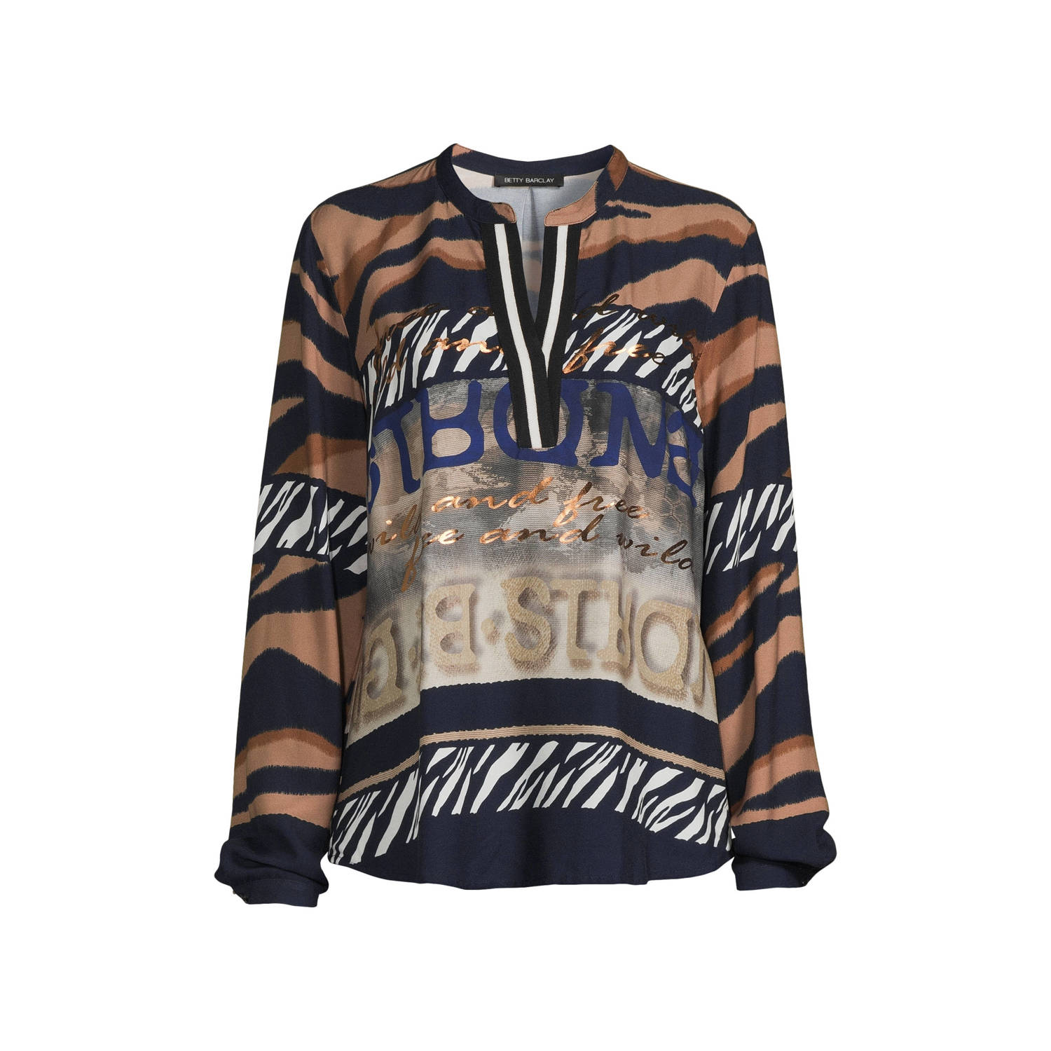 Betty Barclay top met all over print donkerblauw bruin