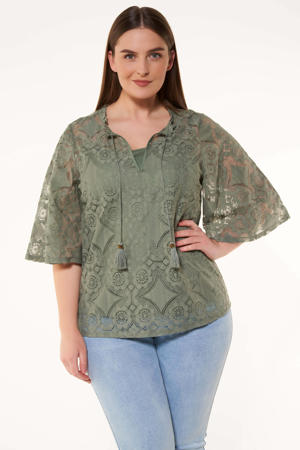 top met kant groen