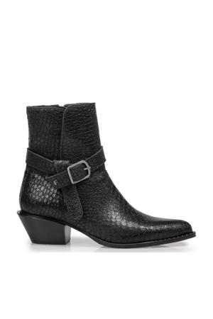 Enzi   leren cowboylaarzen zwart
