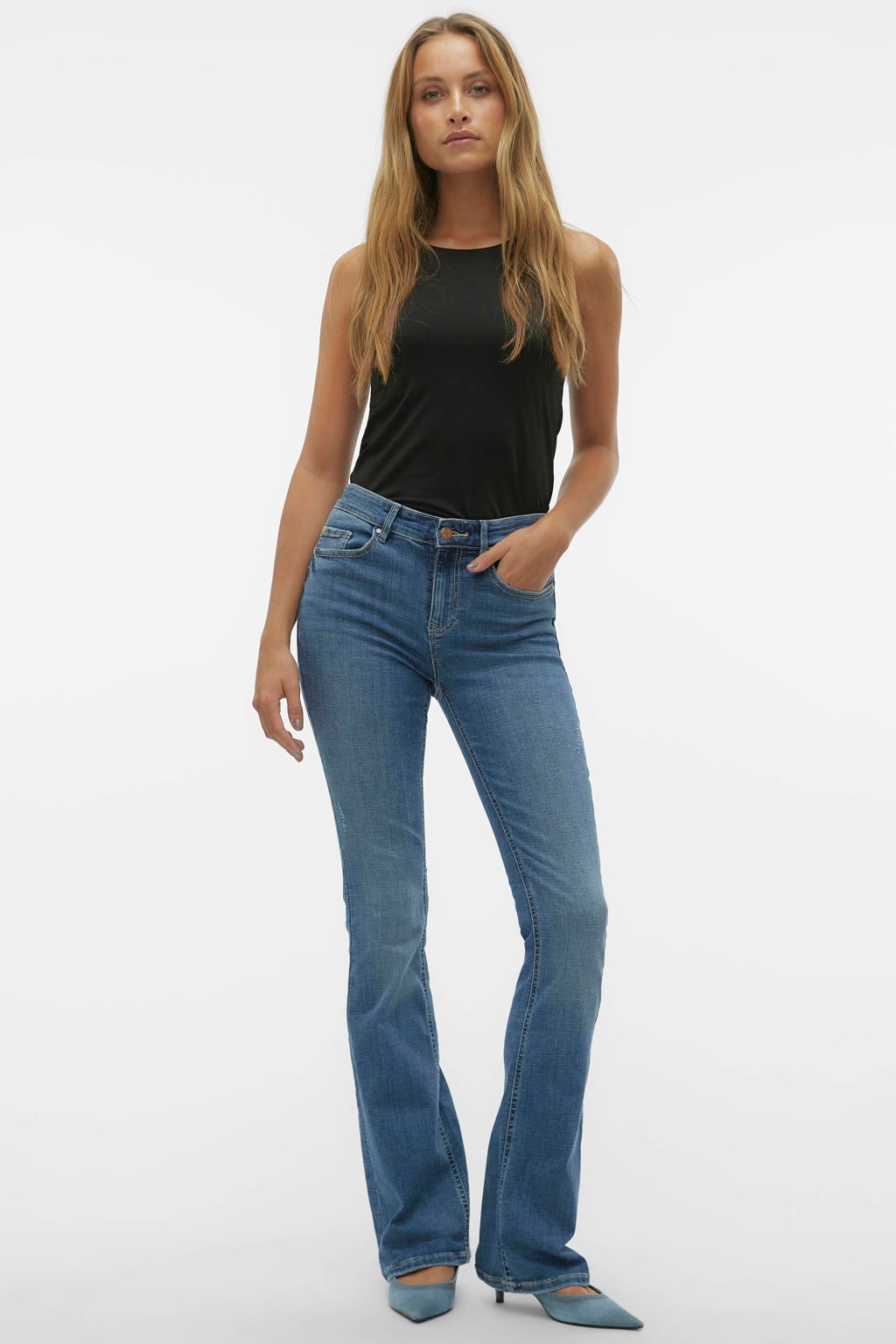 VERO MODA flared jeans VMFLASH medium blue denim