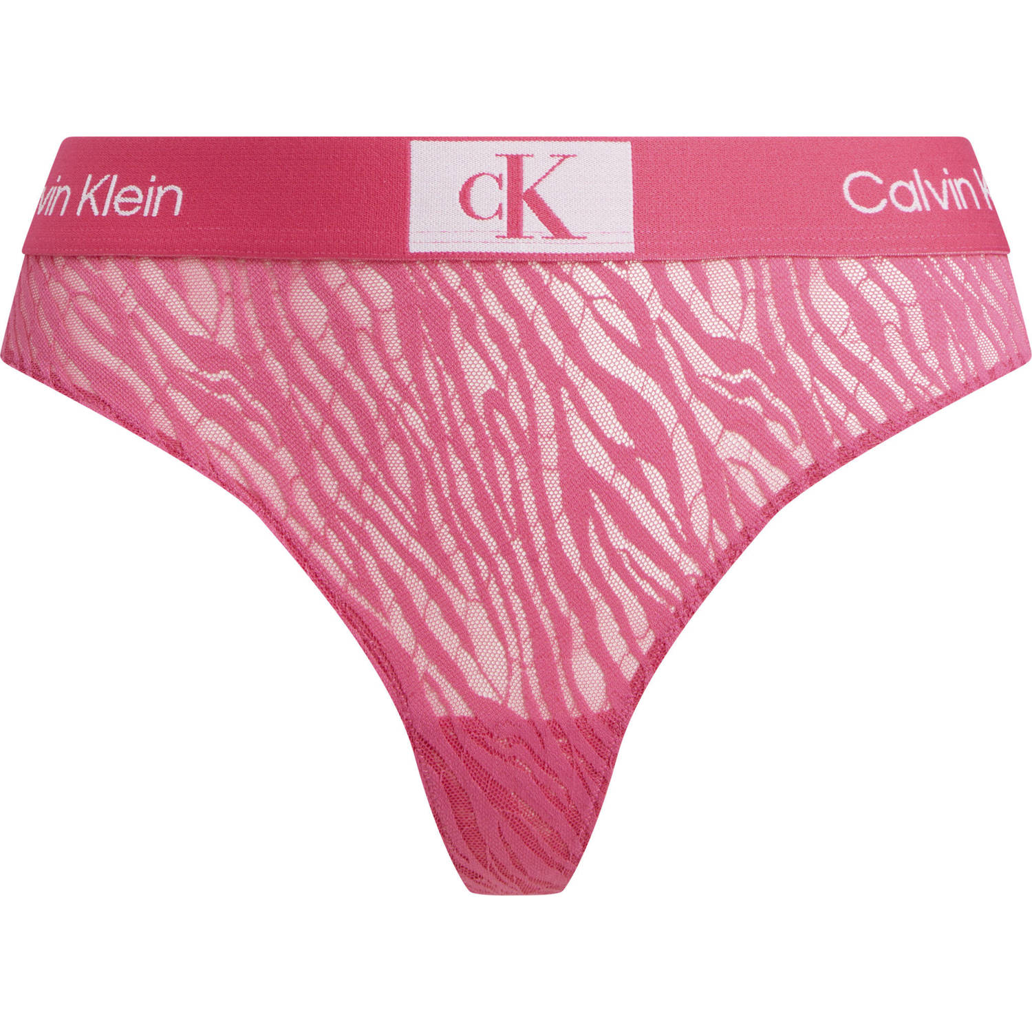 Calvin Klein Jeans Fuchsia Kant String met Semi-Transparante Afwerking Pink Dames