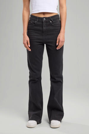 high waist flared jeans zwart