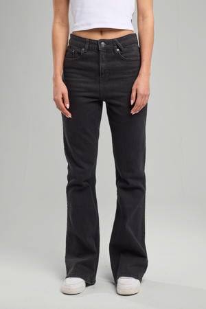 high waist flared jeans zwart