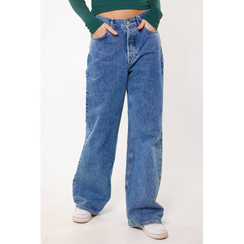 America Today high waist wide leg jeans medium blue denim afbeelding