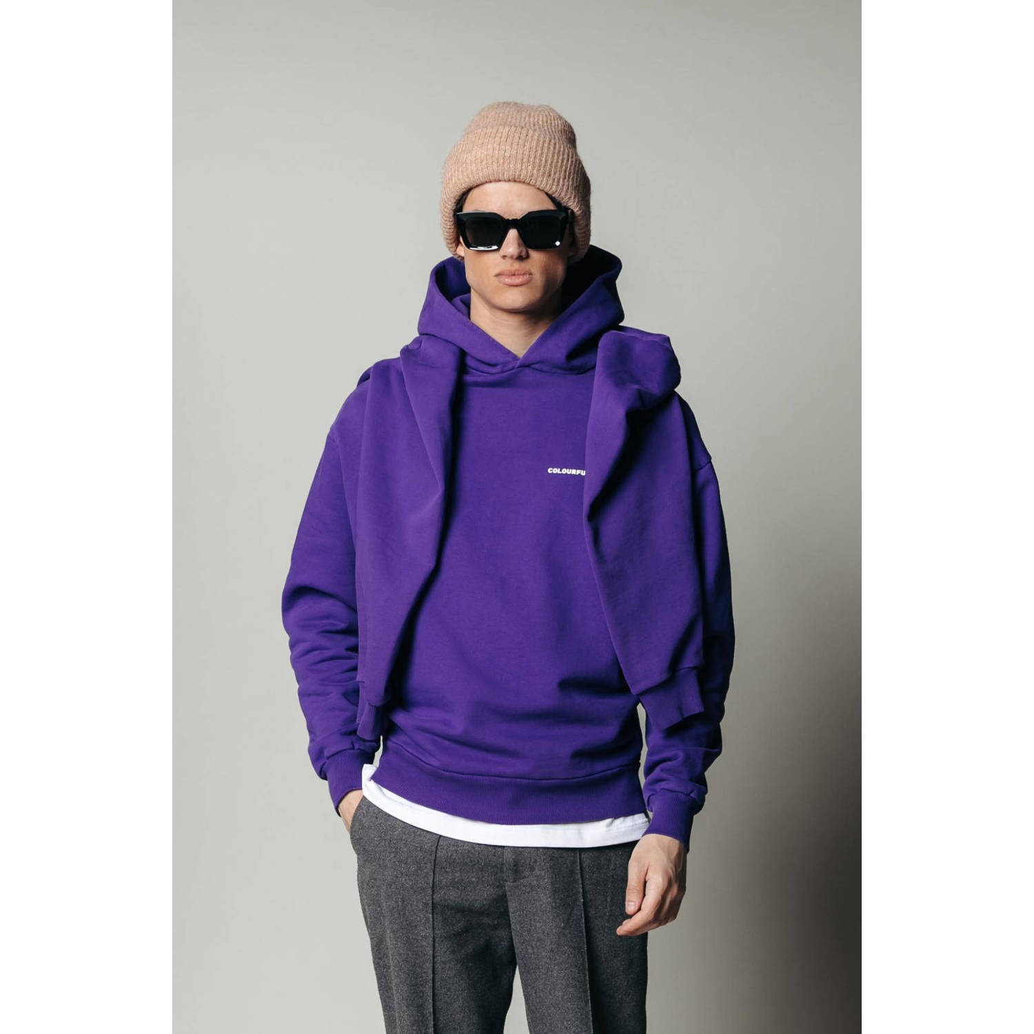 Colourful Rebel hoodie van biologisch katoen dark purple