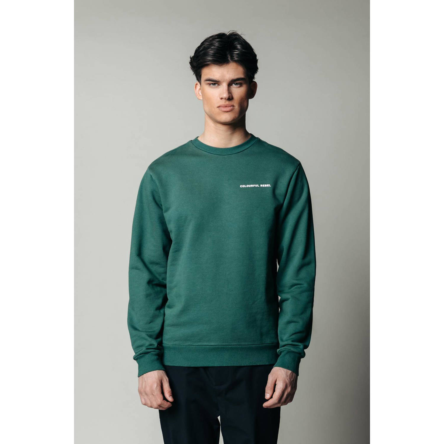 Colourful Rebel sweater van biologisch katoen dark green