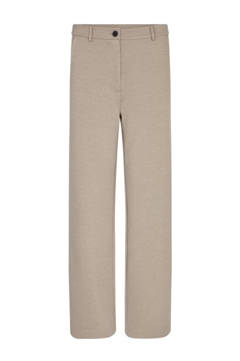 Beige dames FREEQUENT high waist loose fit pantalon FQNANNI van polyester met regular fit, regular waist en effen