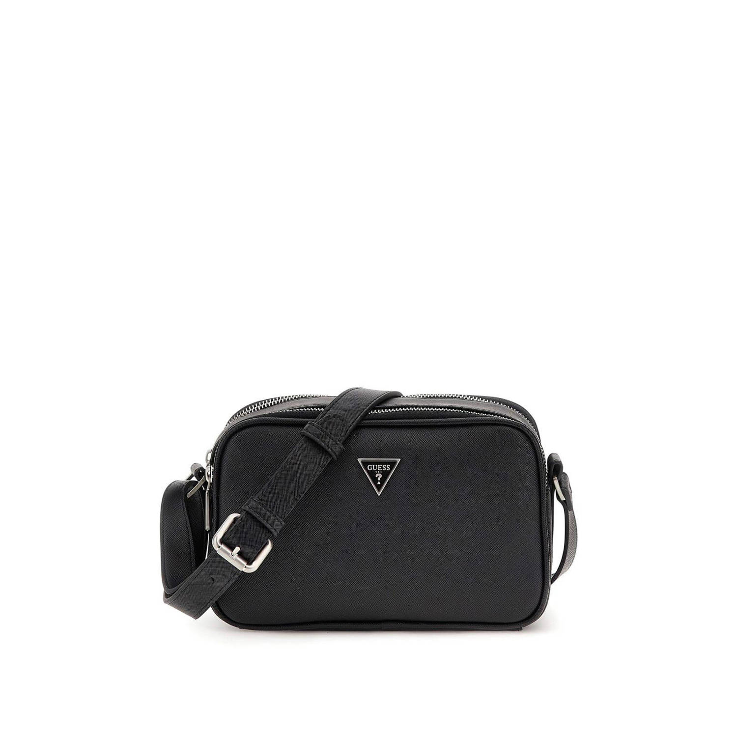 Guess Zwarte Schoudertas Saffiano Stijl Black