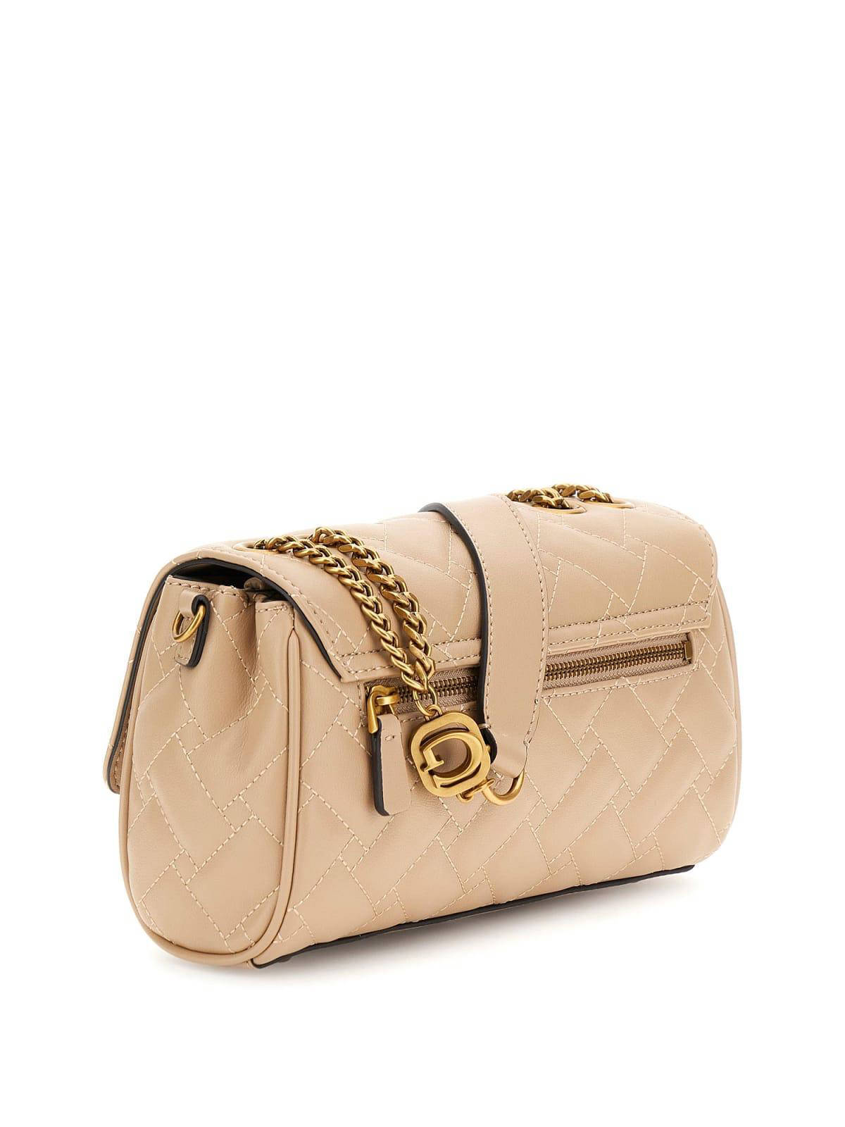 GUESS doorgestikte crossbody tas Gracelynn beige wehkamp