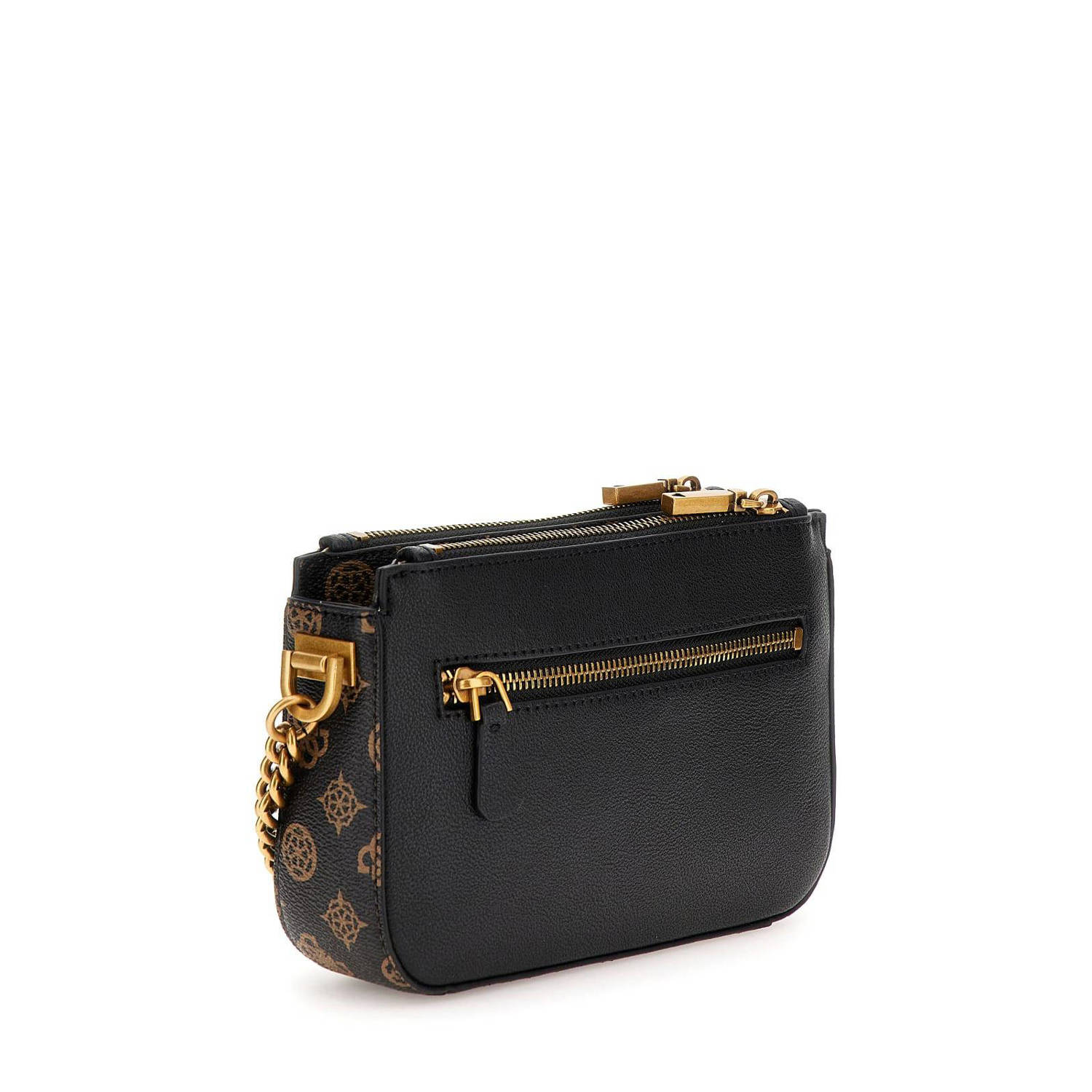 GUESS crossbody tas Fynna met logoprint zwart bruin