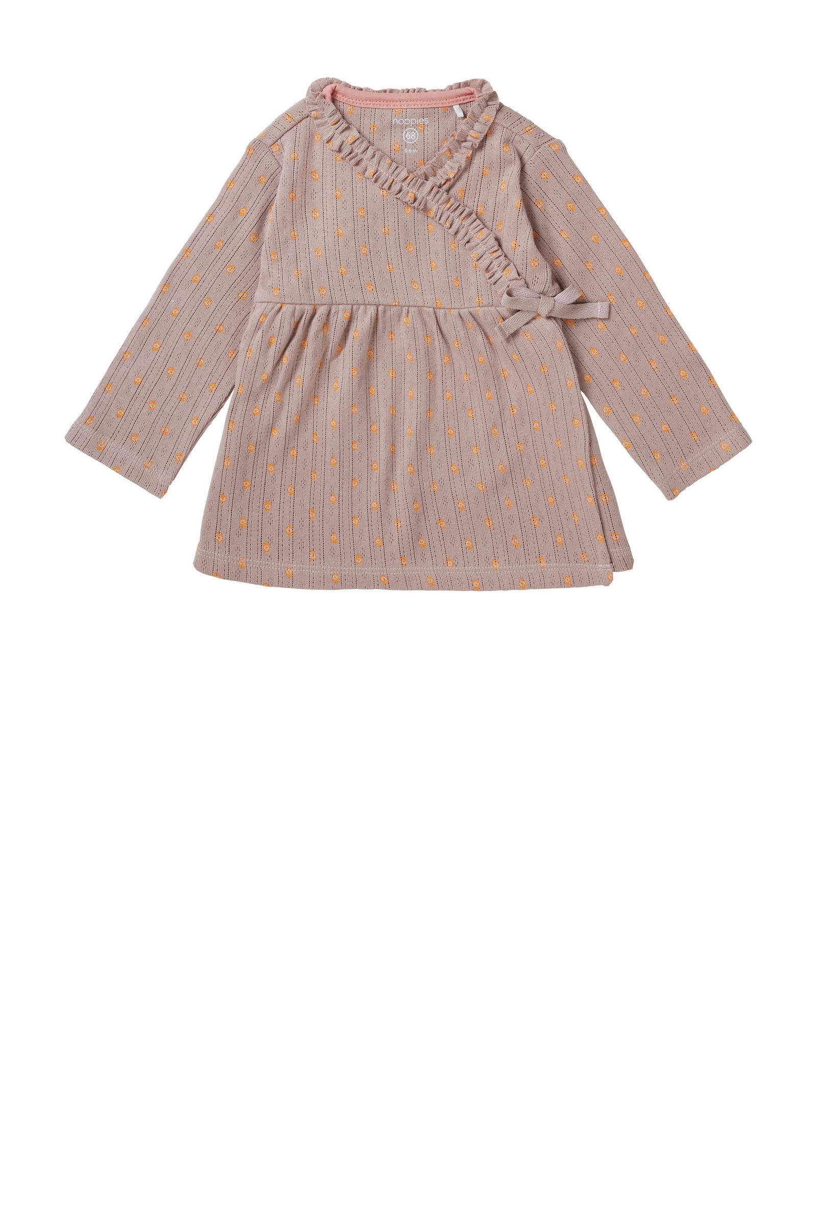 Noppies Baby-Mädchenkleid Langarm – Aus 100% Baumwolle, Mittlere Taille, Druckknopf-Verschluss