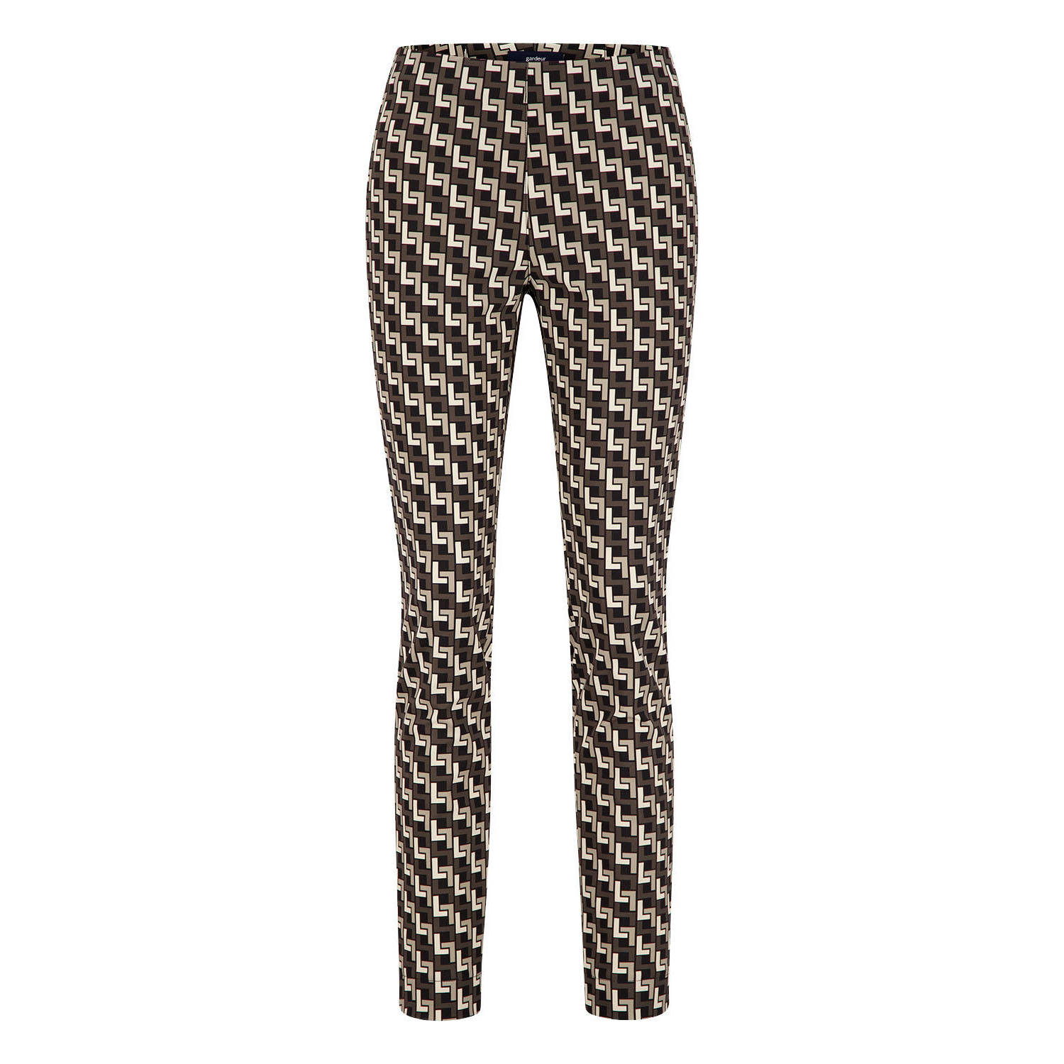 Gardeur slim fit pantalon Zene14 met all over print kaki