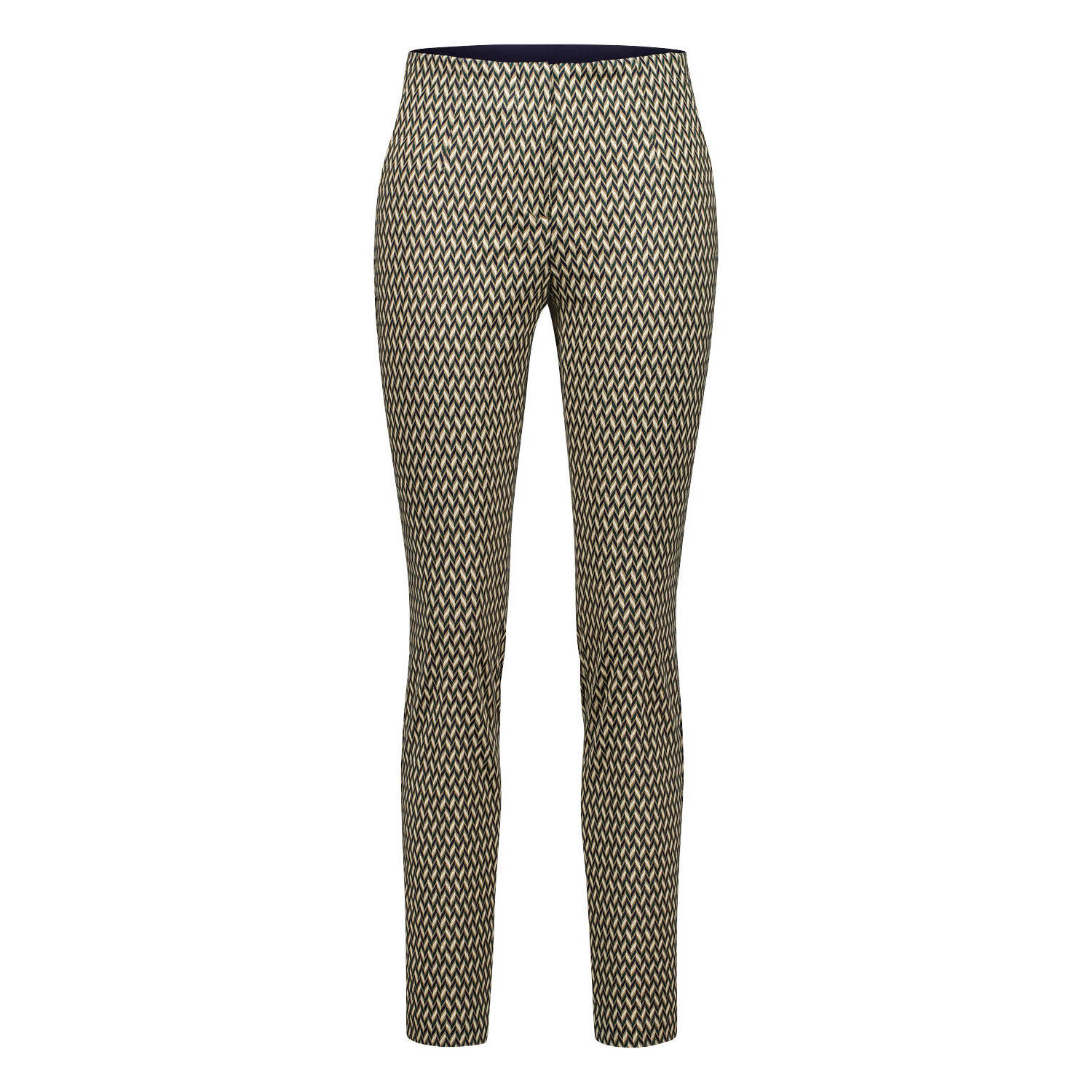 Gardeur slim fit pantalon Zene55 met all over print groen