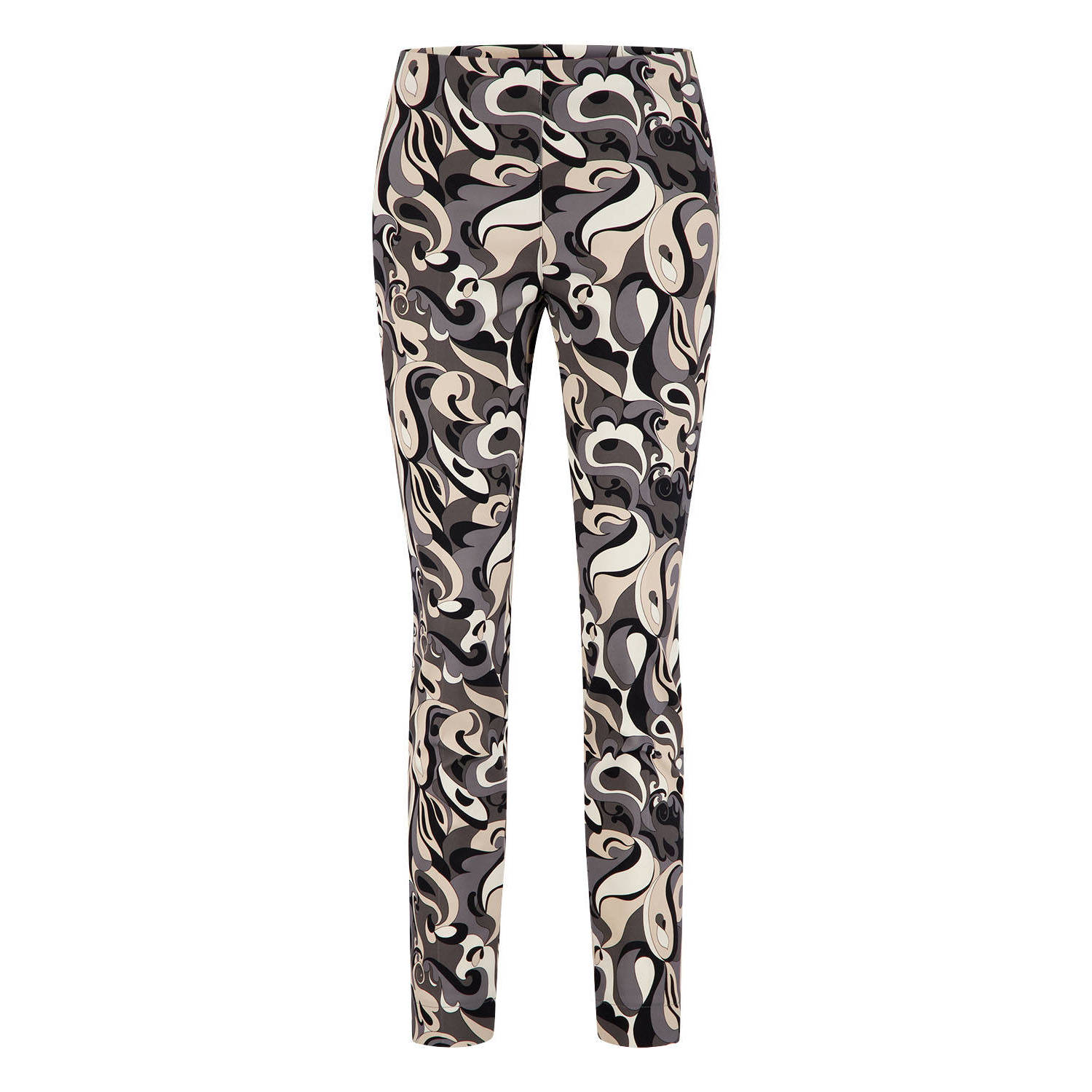 Gardeur slim fit broek Zene14 met all over print beige zwart