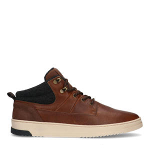   leren veterboots cognac