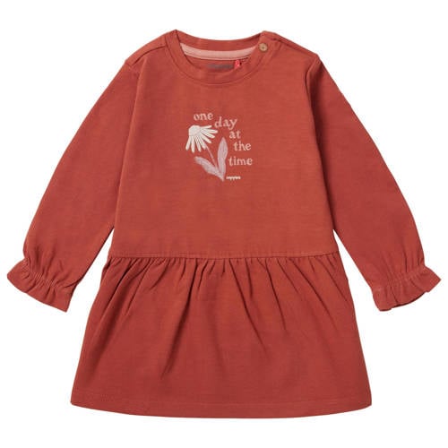 Noppies baby A-lijn jurk Viana met biologisch katoen roodbruin