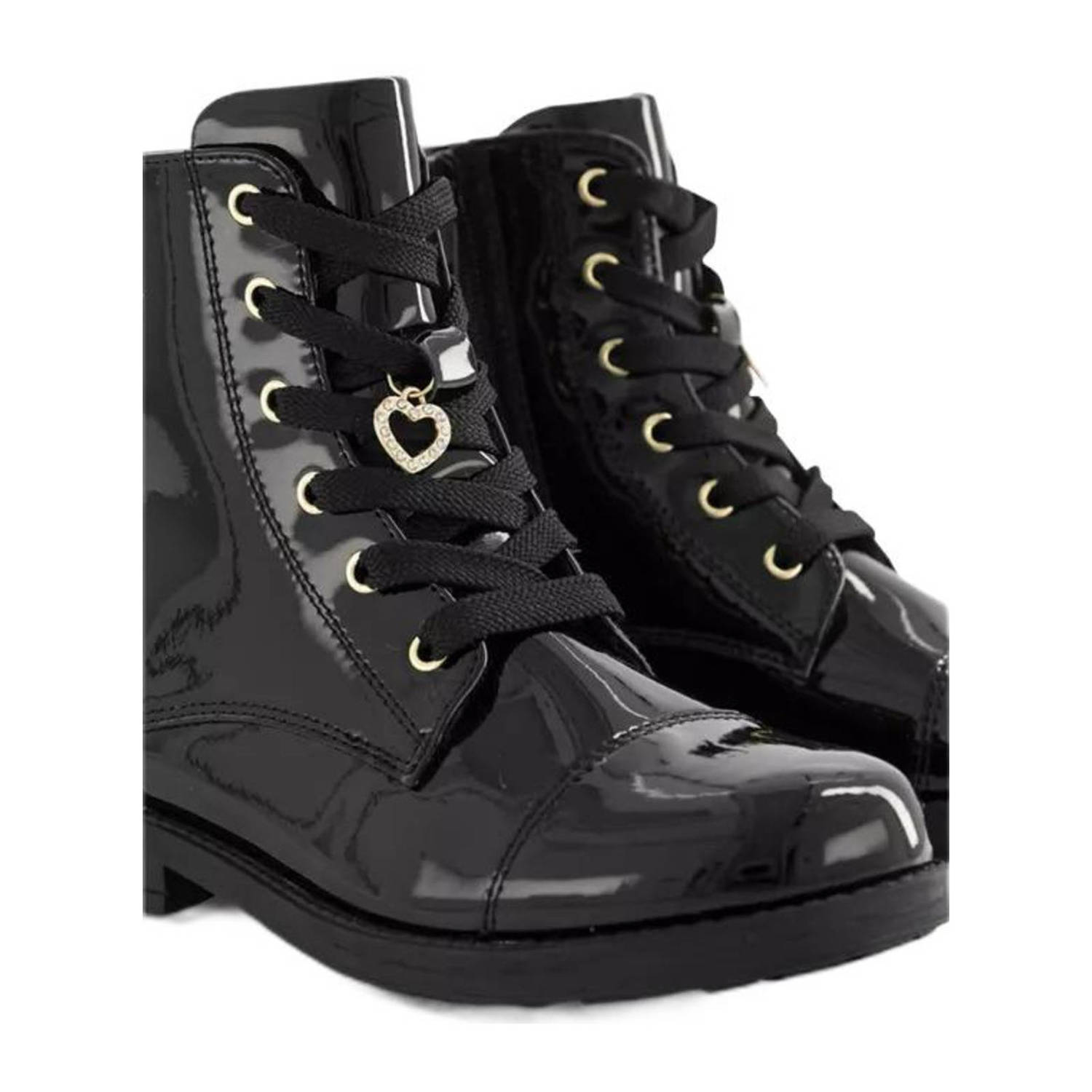 Graceland schoolkind lak veterboots zwart