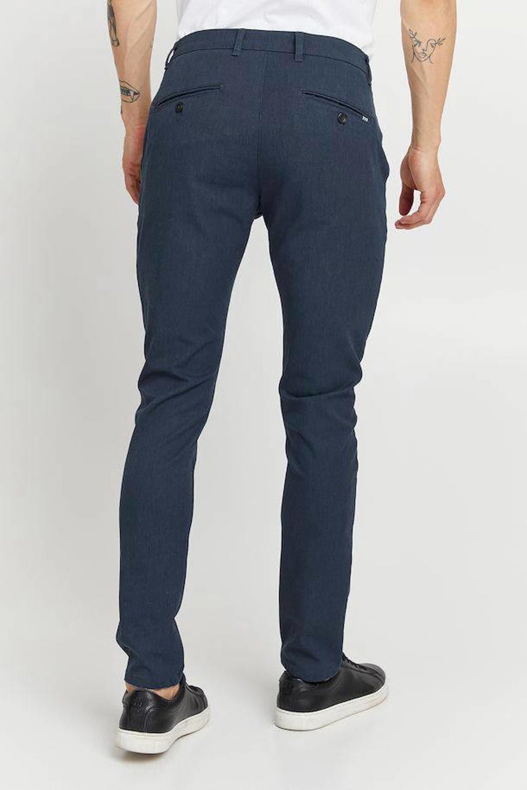 Solid slim fit pantalon Frederic ombre blue