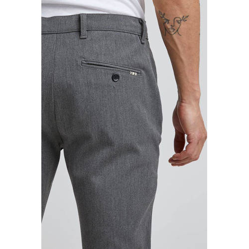 Solid slim fit pantalon Frederic med grey afbeelding