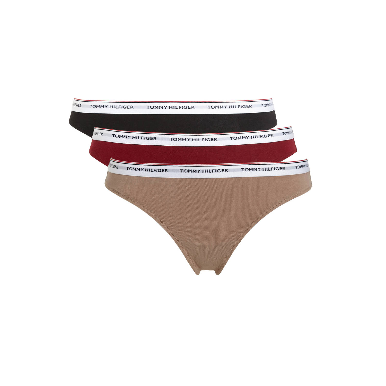 Tommy Hilfiger Underwear Slip 3 PACK THONG (EXT SIZES) met tommy hilfiger logoband (Set van 3)