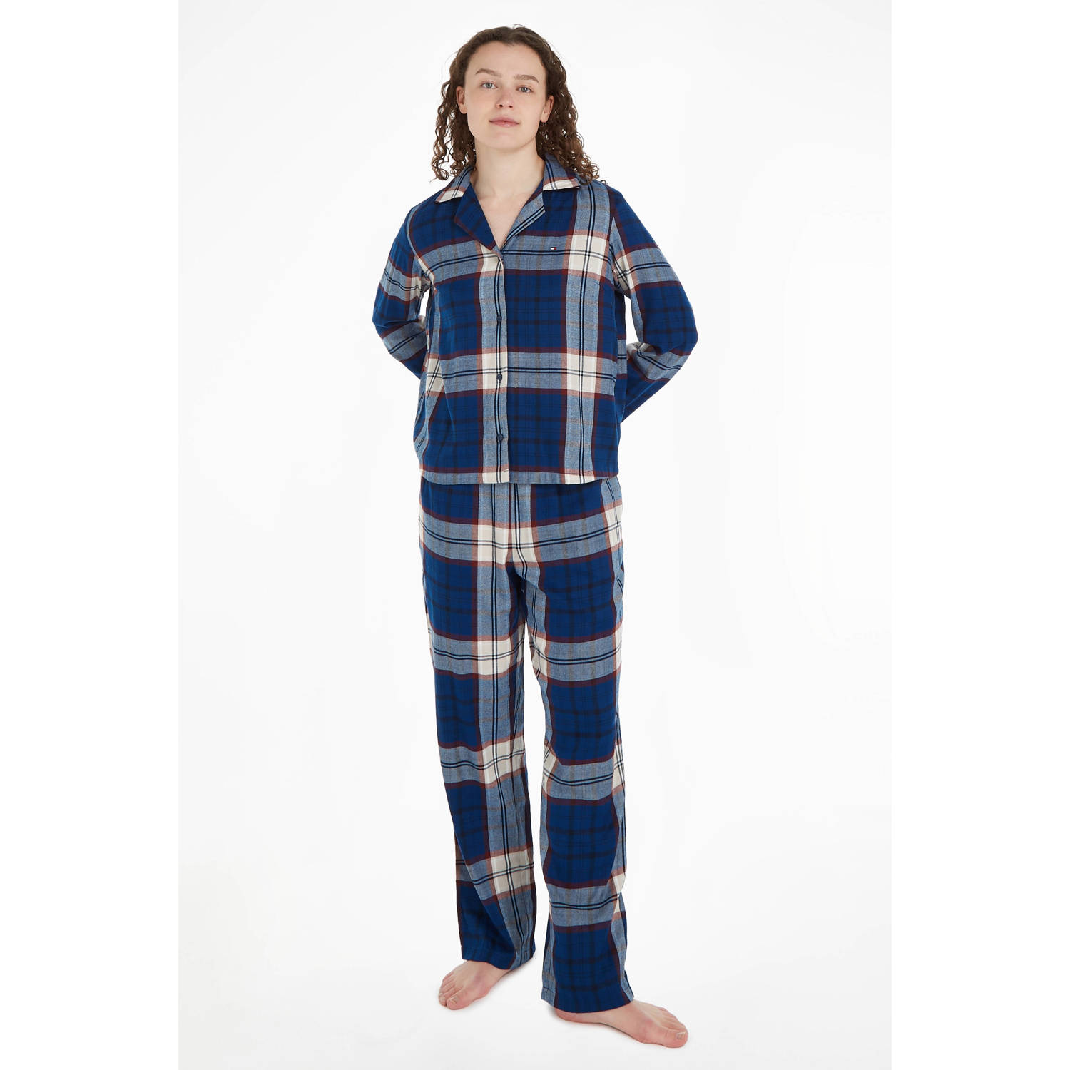 Tommy Hilfiger flanellen pyjama blauw