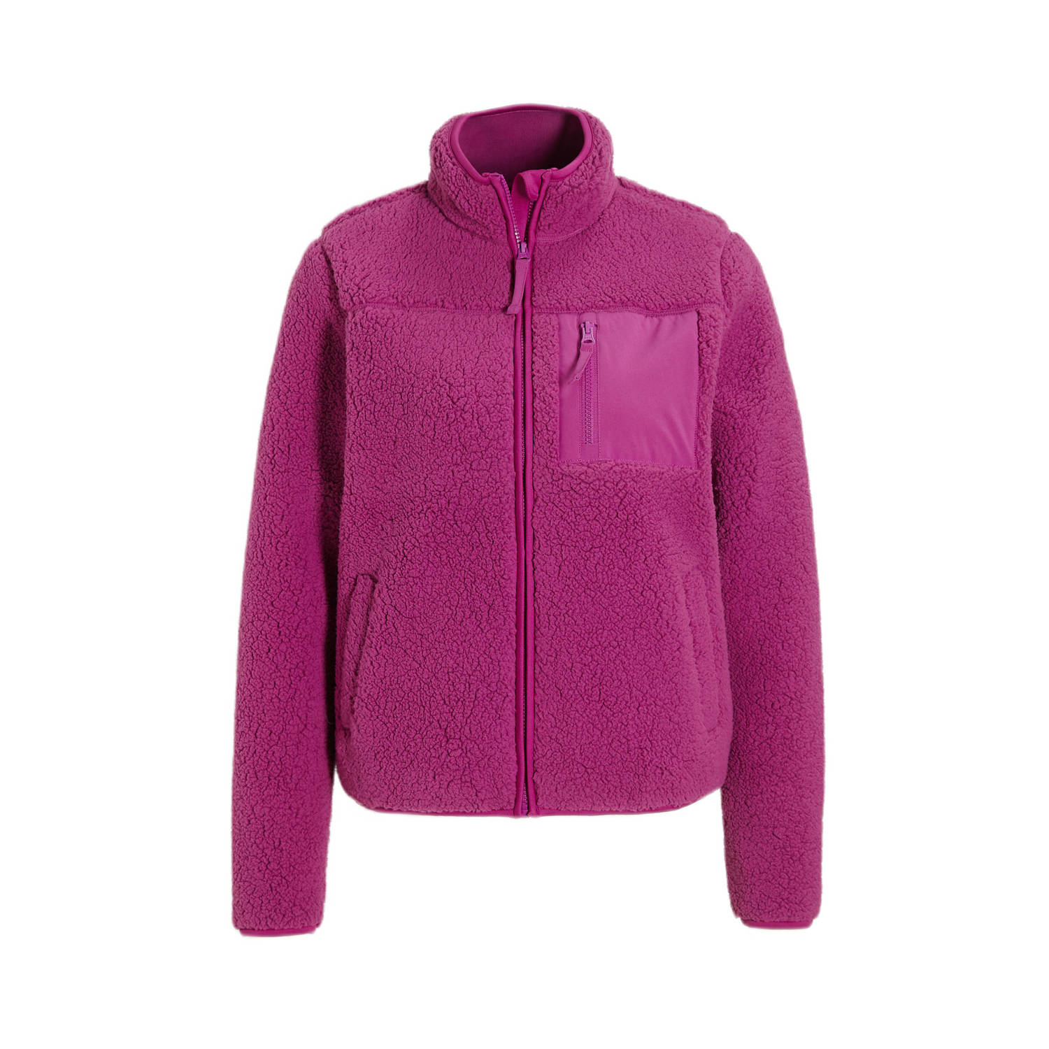 anytime teddy fleece vest magenta