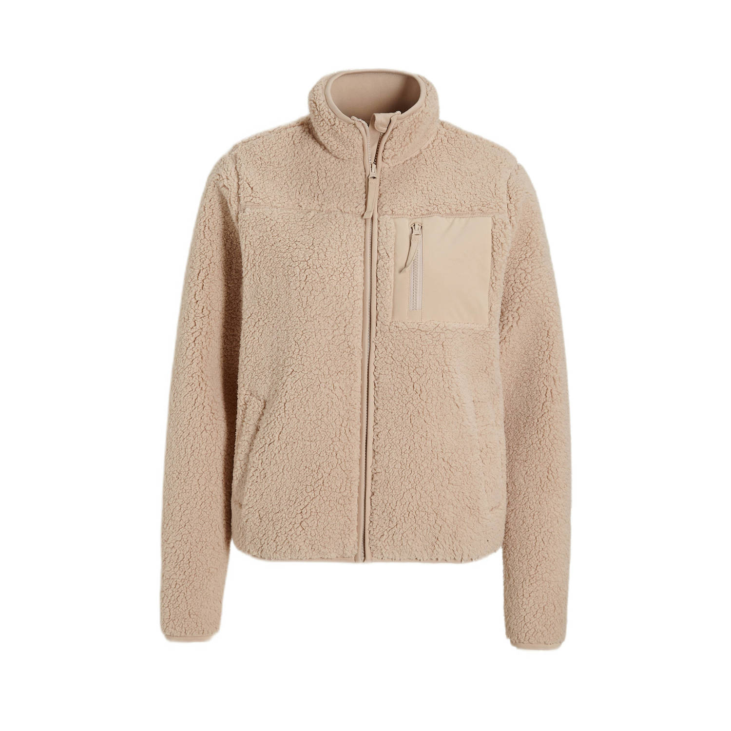 anytime teddy fleece vest beige