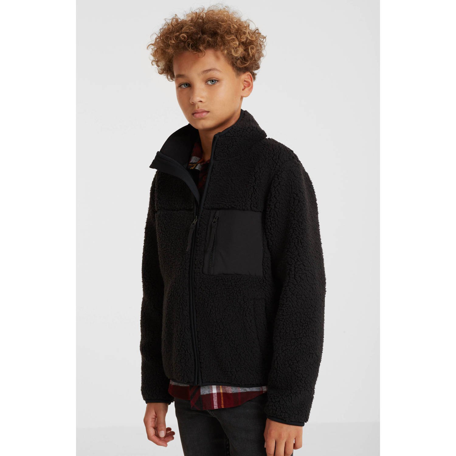 anytime teddy fleece vest zwart