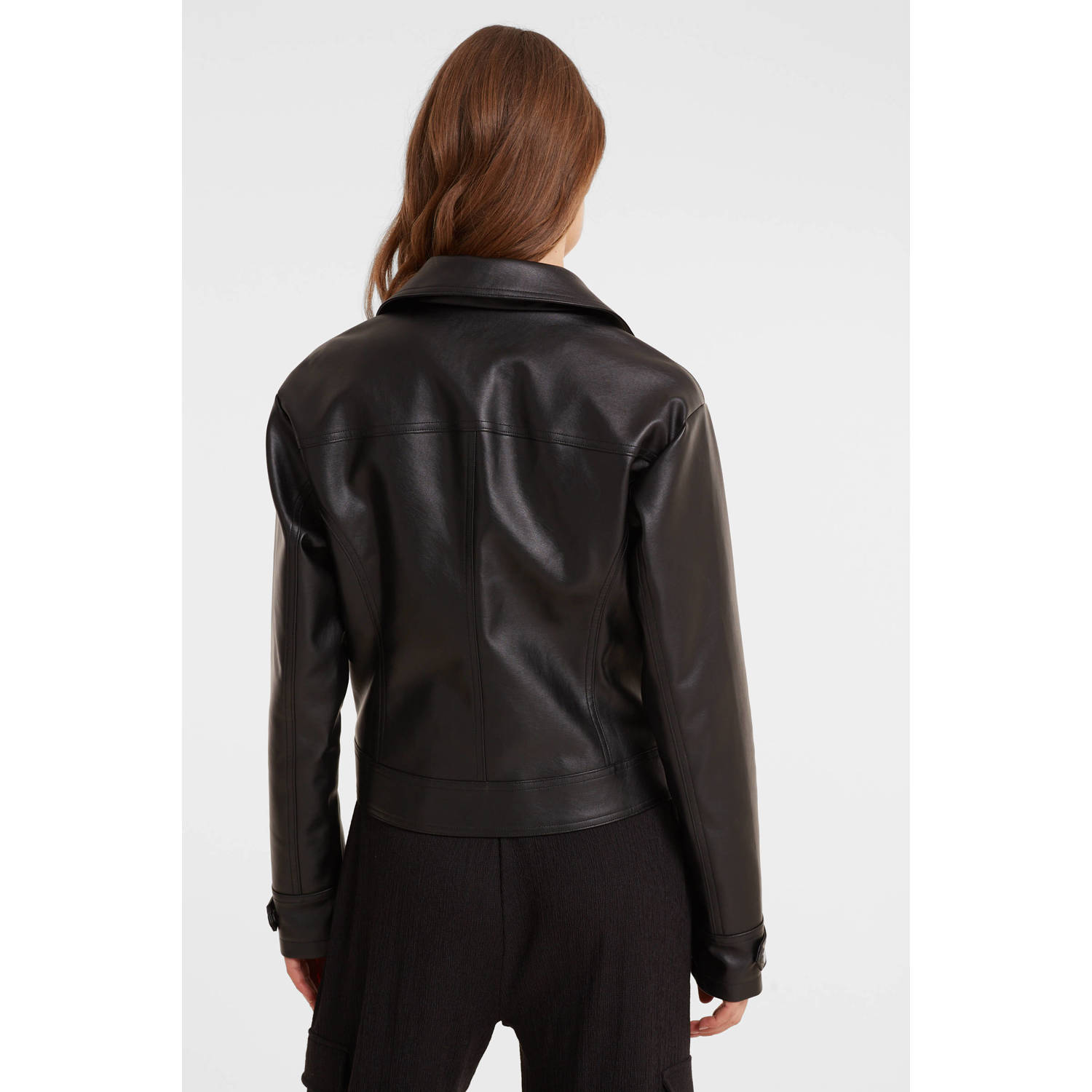 anytime imitatieleren bikerjack zwart