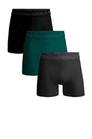   boxershort Solid - set van 3 groen/zwart/grijs