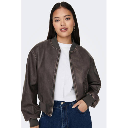 ONLY imitatieleren bomberjack ONLJANE washed brown afbeelding