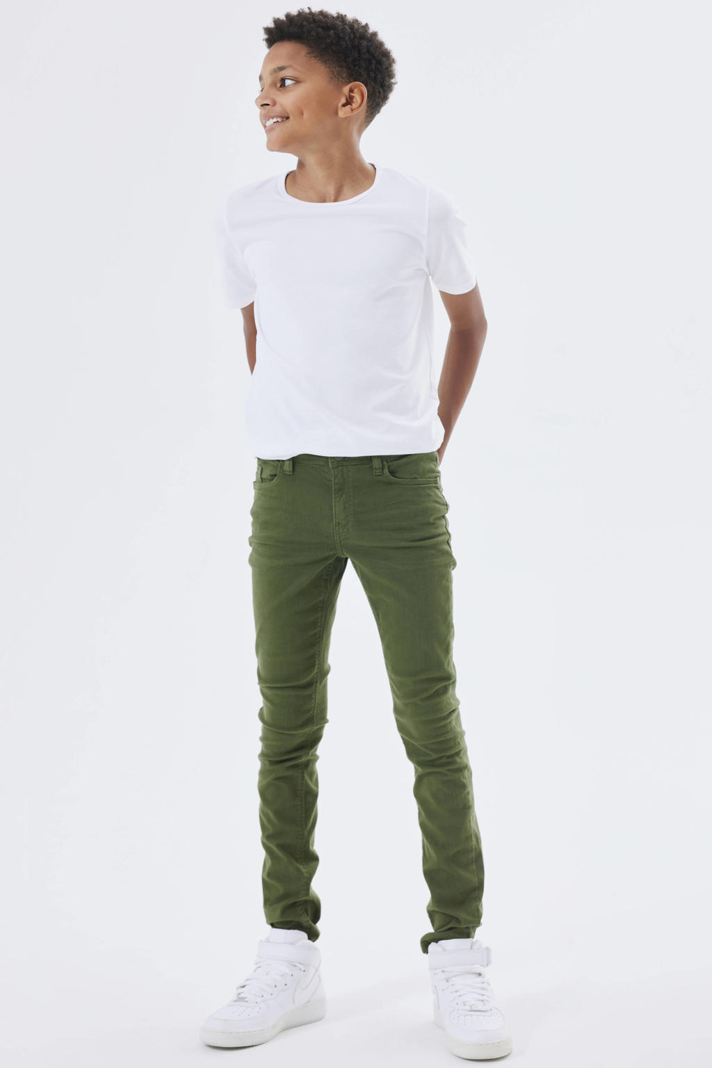 NAME IT KIDS slim fit broek NKMTHEO XSLIM rifle green