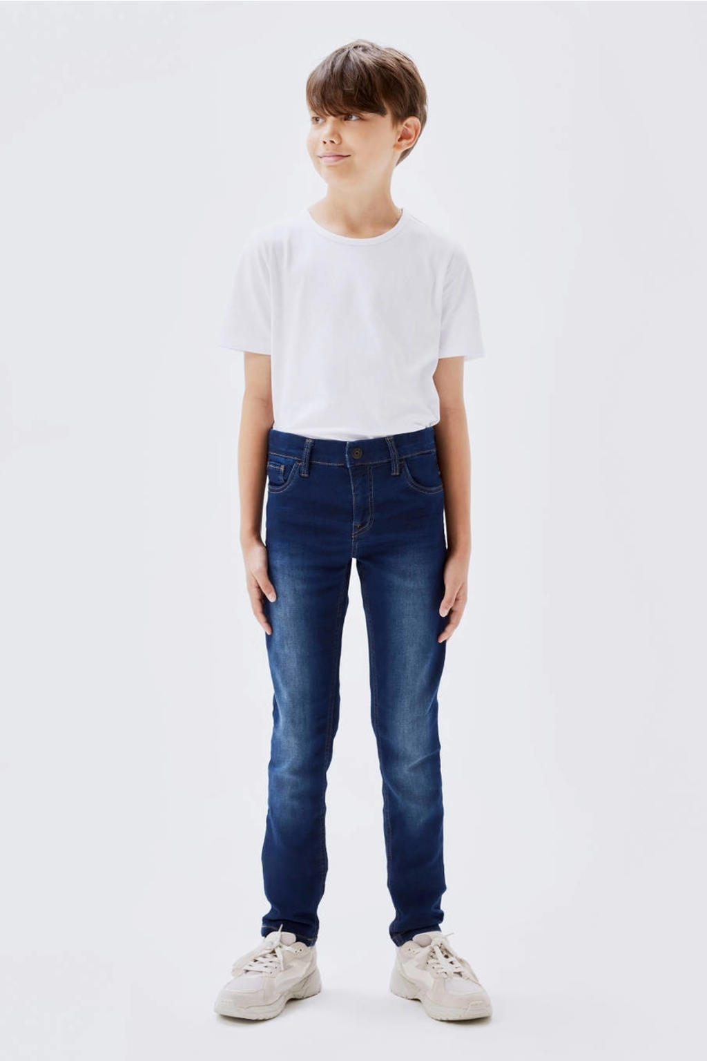 NAME IT KIDS slim fit jeans NKMTHEO dark blue denim
