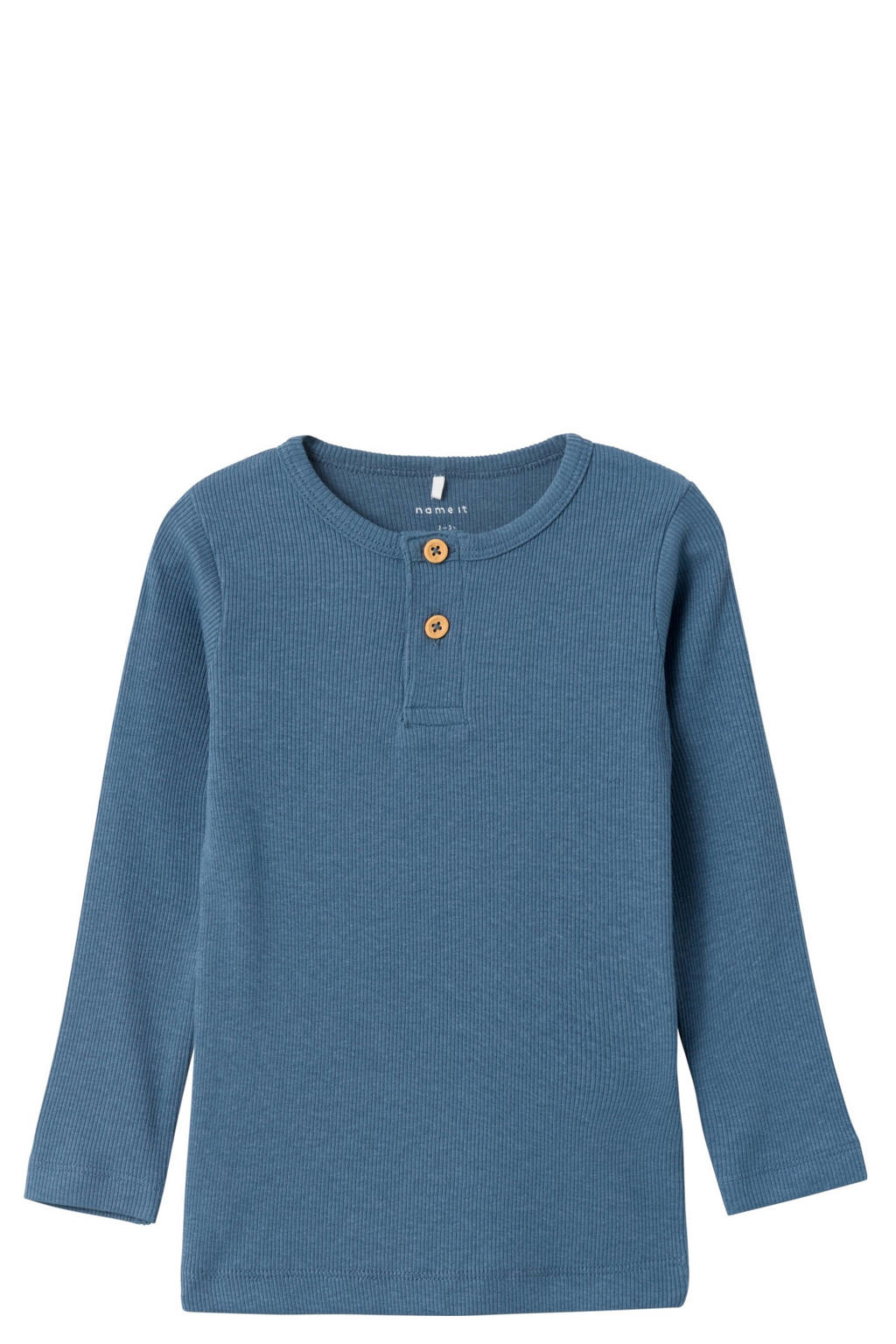 Blauwe jongens NAME IT MINI longsleeve van duurzaam stretchkatoen met lange mouwen en ronde hals